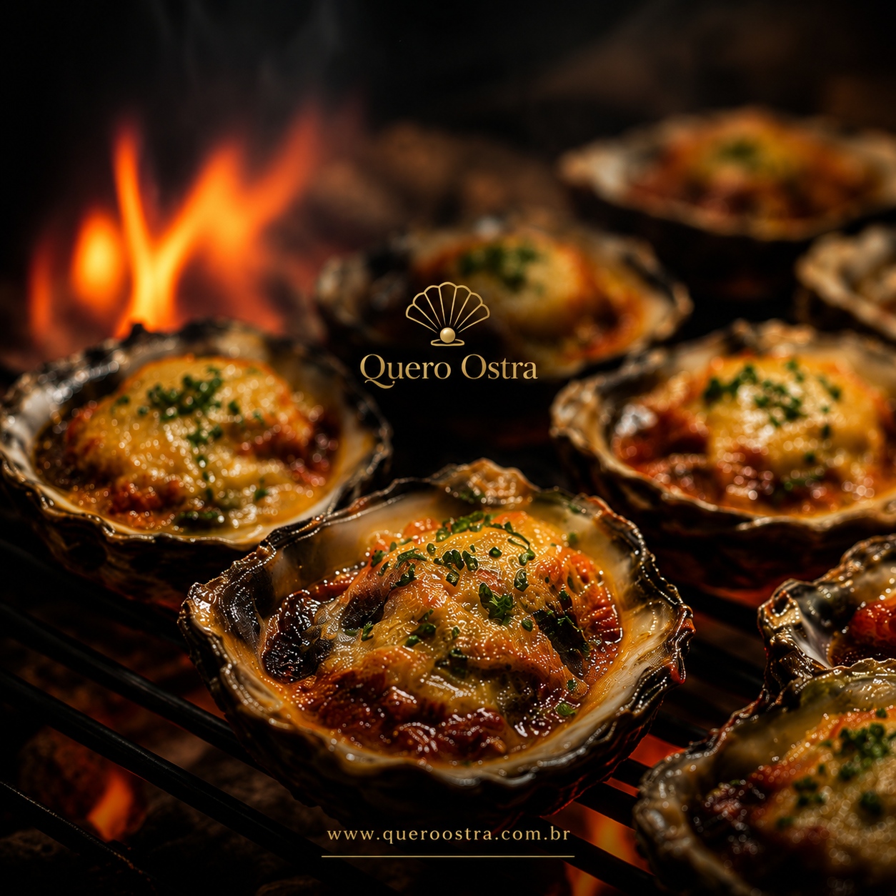 Brasa Gourmet - Ostras gratinadas prontas para servir.